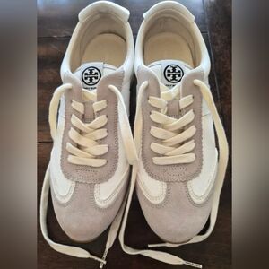 Tory Burch Hank Sneaker White and Gray Suede